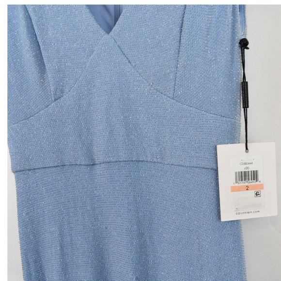 Calvin Klein Light Blue Metallic Cutout Gown - Picture 5 of 8